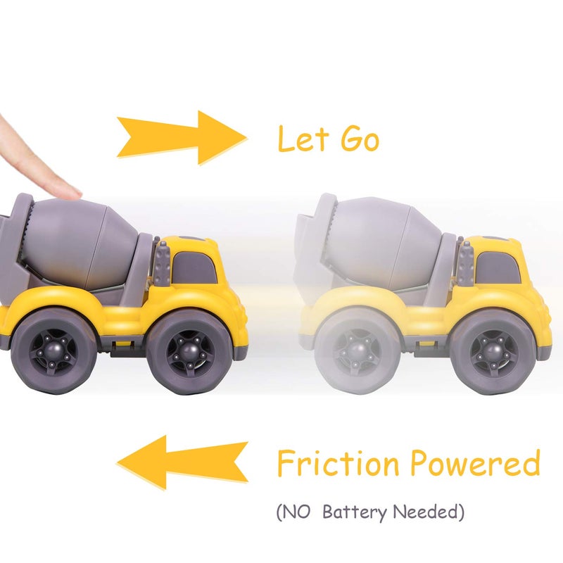 iPlay, iLearn 6PCS Friction Cars Toy for Toddlers 1-3, Small Push Go Construction Truck Kid Age 2-4, Mini Play Vehicle Dump Garbage Fire Truck, Birthday Stocking Gift Cake Topper 12 18 Month Boy Girl - Image 5